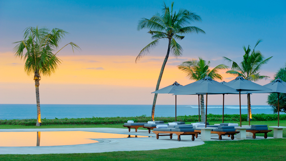 Atas Ombak -  Sunset over the pool